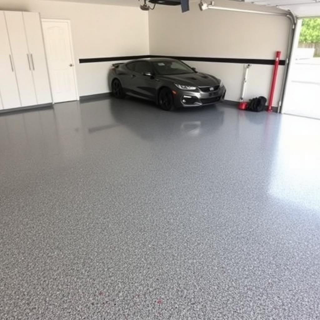 Gray flake chip epoxy garage floor system